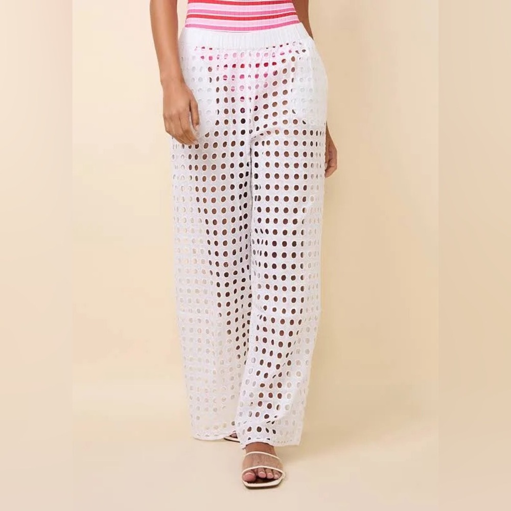 SOLID & STRIPED White eyelet Delaney pant